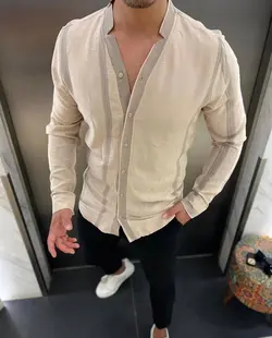 پیراهن نخی مردانه کد 14037