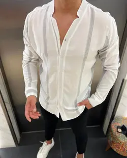 پیراهن نخی مردانه کد 14037