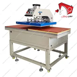 دستگاه پرس چاپ حرارتی پنوماتیک فول اتوماتیک دو صفحه جک ۶۰x۸۰
