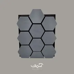 دیوارپوش چوبی شش ضلعی رنگ طوسی