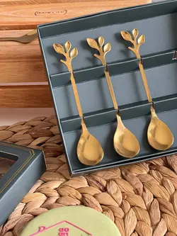 ست 4 عددی قاشق چایخوری برگ طلایی