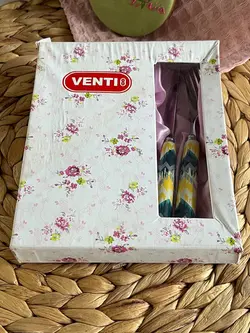 قیمت و خرید کارد و چنگال میوه خوری دسته سرامیکی venti طرح گلگلی