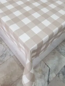 رومیزی داک نسکافه ای چهارخانه درشت