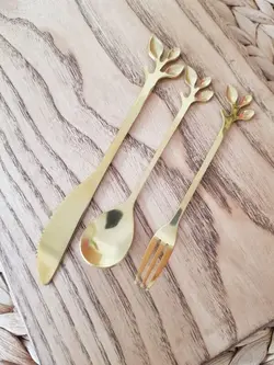 قاشق، چنگال و کارد سرو طرح برگ