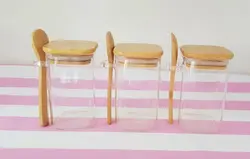 بانکه پیرکس مربعی قاشق دار در بامبو- 6 سانت