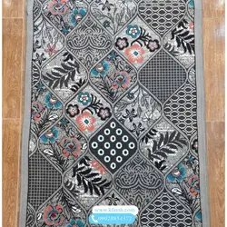 کناره گلیم گلدار زمینه طوسی کد 3080