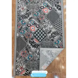 کناره گلیم گلدار زمینه طوسی کد 3080