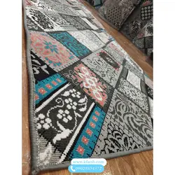 کناره گلیم گلدار زمینه طوسی کد 3150