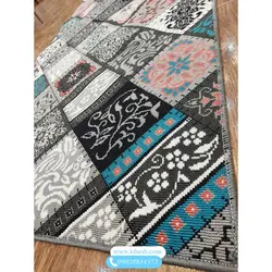 کناره گلیم گلدار زمینه طوسی کد 3150