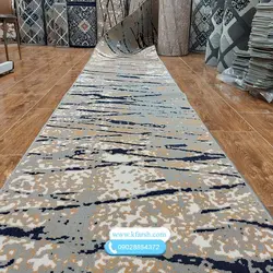 کناره گلیم راهرویی طرح مدرن زمینه طوسی جدید