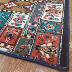 گبه راهرویی ( فرش کناره) طرح سنتی سرمه ای لاکی