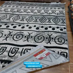 فرش فانتزی طرح مراکشی زمینه طوسی سفید