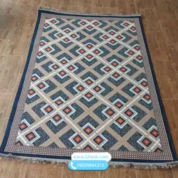 گلیم فرش ماشینی سرمه ای طرح مدرن کد 810