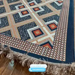 گلیم فرش ماشینی سرمه ای طرح مدرن کد 810