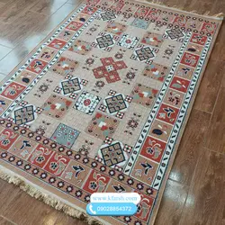 گلیم فرش ماشینی نسکافه ای گردویی طرح مدرن کد 470