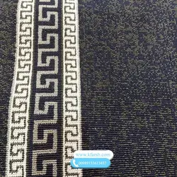 کناره گلیم متری زمینه سرمه ای طرح ورساچه
