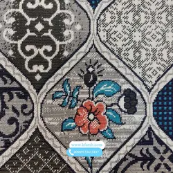 کناره گلیم زمینه طوسی طرح گلدار