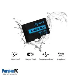 کارت حافظه اپیسر APACER U3 V30 A1 100MB MICROSDXC W ADAPTER ظرفیت 64 گیگابایت