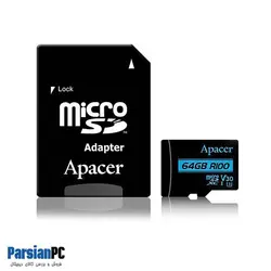 کارت حافظه اپیسر APACER U3 V30 A1 100MB MICROSDXC W ADAPTER ظرفیت 64 گیگابایت