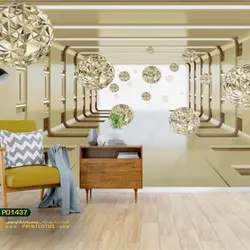 پوستر دیواری توپ طلایی بزرگ سه بعدی-کدpd1437