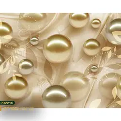 پوستر دیواری توپ طلایی و برگ طلایی سه بعدی-کدpd2216