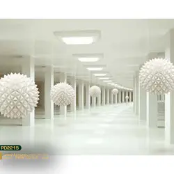 پوستر دیواری توپ سفید و ستون سه بعدی-کدpd2215