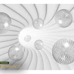 پوستر دیواری توپ سفید توخالی بکگراند موج دار سه بعدی-کدpd2220