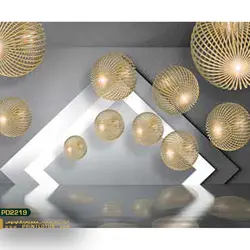پوستر دیواری توپ طلایی توخالی سه بعدی-کدpd2219