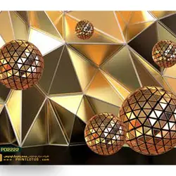 پوستر دیواری توپ طلایی مثلثی بکگراند مثلثی سه بعدی-کدpd2222