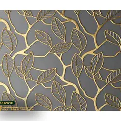 پوستر دیواری برگ شاخه ای طلایی سه بعدی-کدpd2616