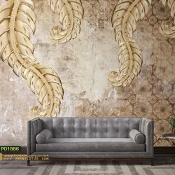 پوستر دیواری پتینه طلایی طرح برگ نخل-PD1986