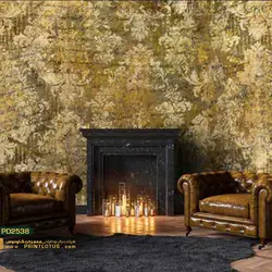 پوستر دیواری پتینه سبز طرح داماسک-کدPD2538