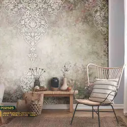 پوستر دیواری پتینه کرم طرح داماسک-کدPD2525