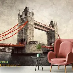 پوستر دیواری کرم قهوه ای پل برج لندن-کدPD1654