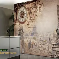 پوستر دیواری کرم قهوه ای طرح برج ایفل-کدPD1649