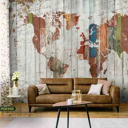 پوستر دیواری بافت چوب طرح نقش جهان-کدpd2352