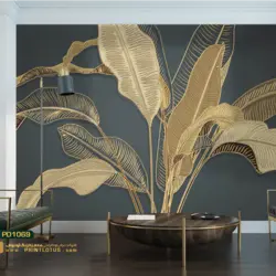 پوستر دیواری طوسی طلایی طرح هنری -کدpd1069