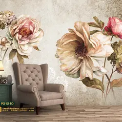 پوستر دیواری کرم گل دار طرح هنری-کدpd1211