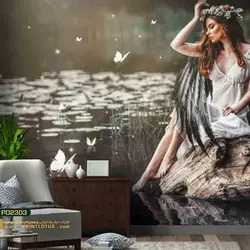 پوستر دیواری دختر نشسته طرح هنری-کدpd2303