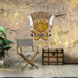 پوستر دیورای کرم طلایی آرایشگاه مردانه-کدpd2315