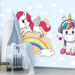 پوستر دیواری اسب تک شاخ طرح کودک-کدpd2104