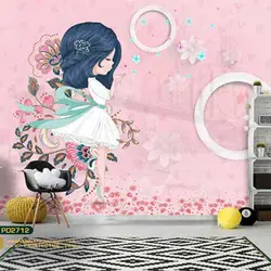 پوستر دیواری دختر با گل طرح کودک-کدpd2712