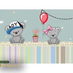 پوستر دیواری دوتا خرس طرح کودک-کدpd2743