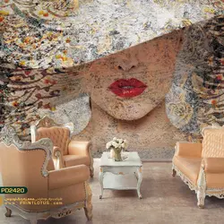 پوستر دیواری طرح چهره پوشیده مخصوص لوتوس-کدpd2420