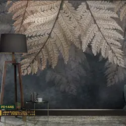 پوستر دیواری برگ بزرگ سفید و طلایی نگاره-کدpd1446