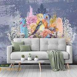 پوستر دیواری پرنده و گل رنگی نگاره-کدpd1145