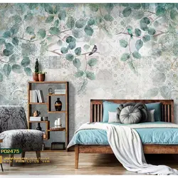 پوستر دیواری برگ و پرنده نگاره-کدpd2475