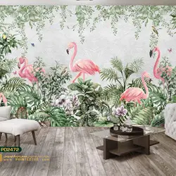 پوستر دیواری برگ و لک لک صورتی نگاره-کدpd2472