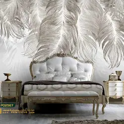 پوستر دیواری پر سفید بزرگ سه بعدی نگاره-کدpd2567