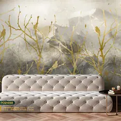 پوستر دیواری شاخه طلایی و پرنده نگاره-کدpd2498
